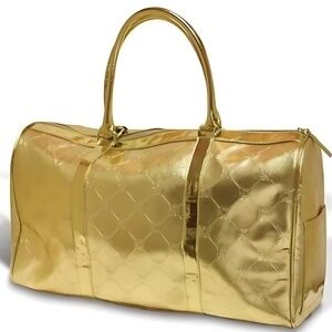 NWT BCBG Maxazria Gold Metallic Overnight Bag 156203644158